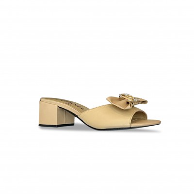 CHANEL CC 25 SANDAL HEELS DAFFODIL YELLOW SHEEPSKIN 